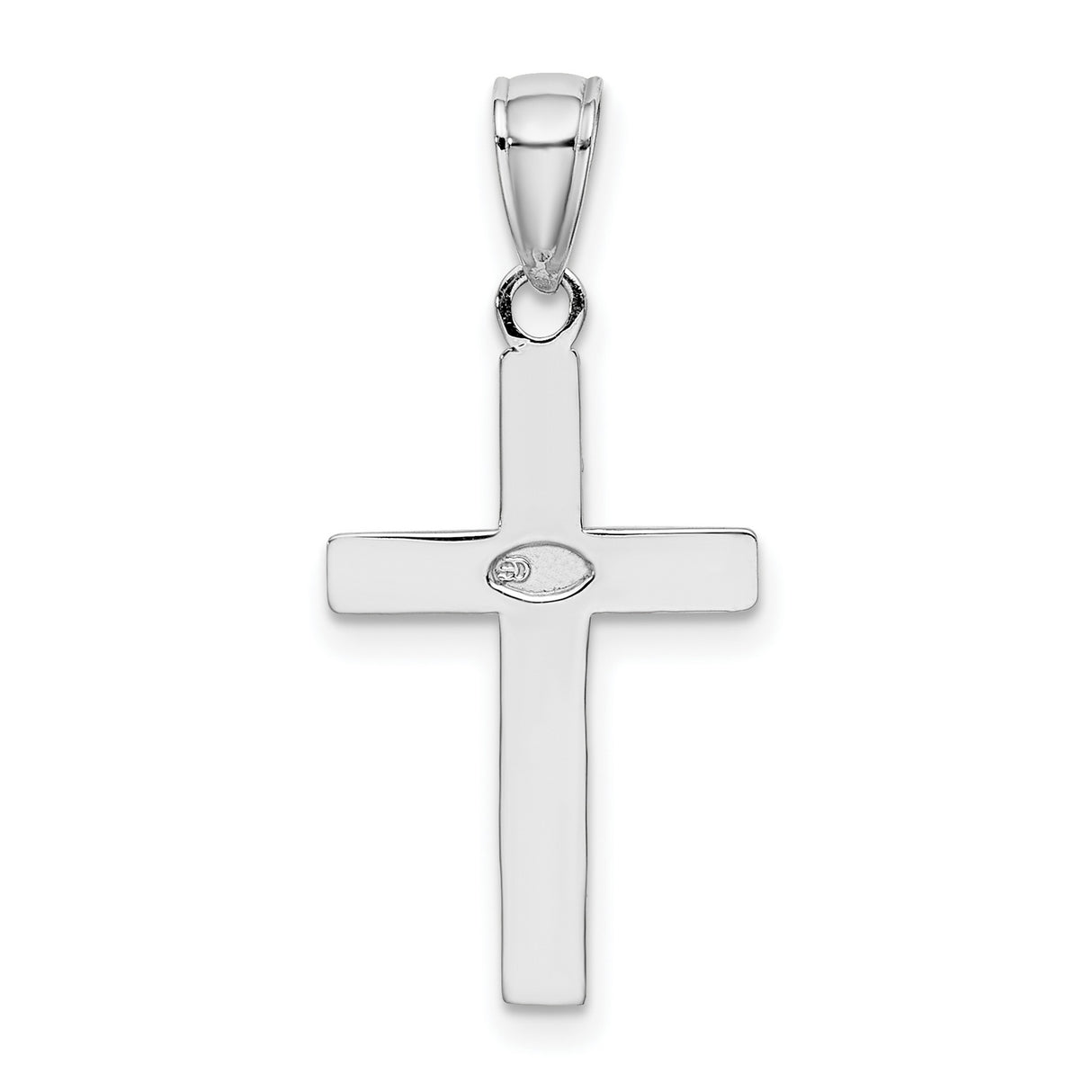10k White Gold Cross Pendant with Mirror Shine Finish, Sleek Modern Style for Men and Women
