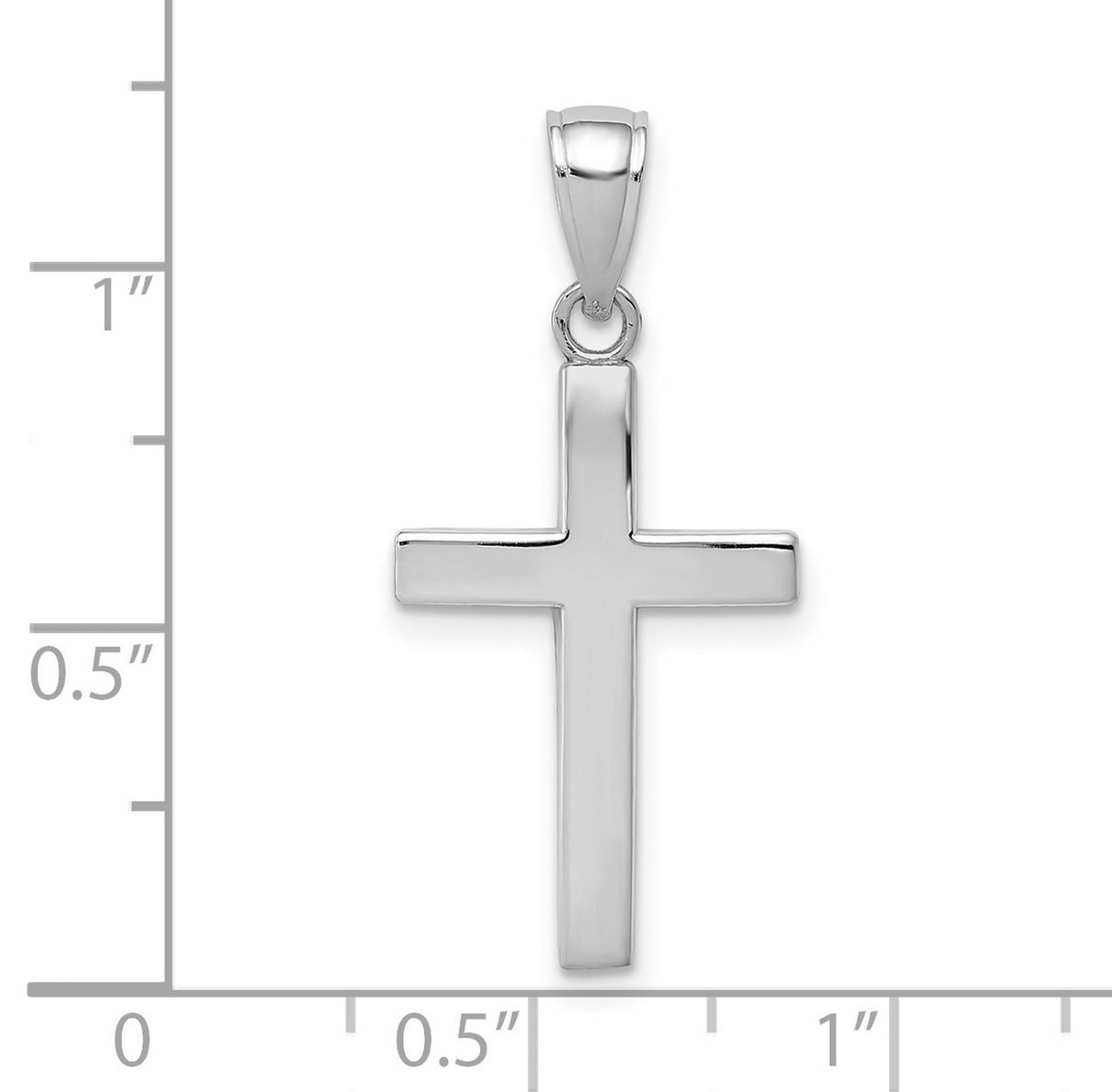 10k White Gold Cross Pendant with Mirror Shine Finish, Sleek Modern Style for Men and Women