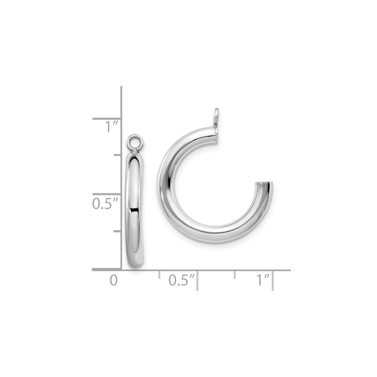 10k White Gold Hoop Earrings, Medium Rounded Polished Hoops, Minimalist Classic Style