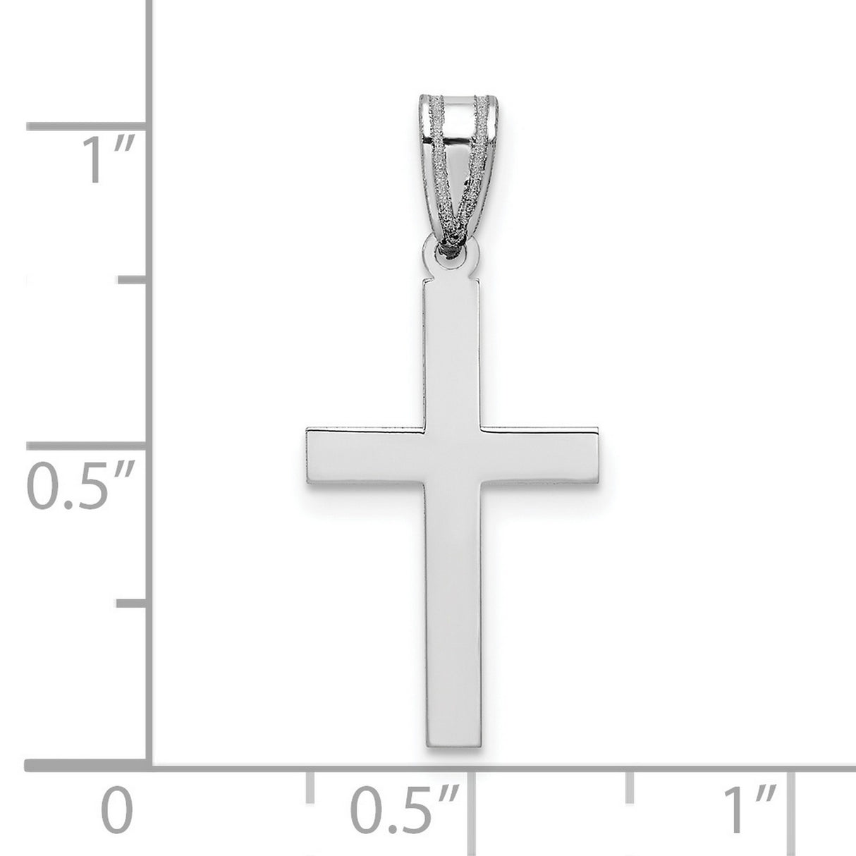 10k White Gold Cross Pendant with Polished Mirror Finish, Modern Faith Charm for Men and Women
