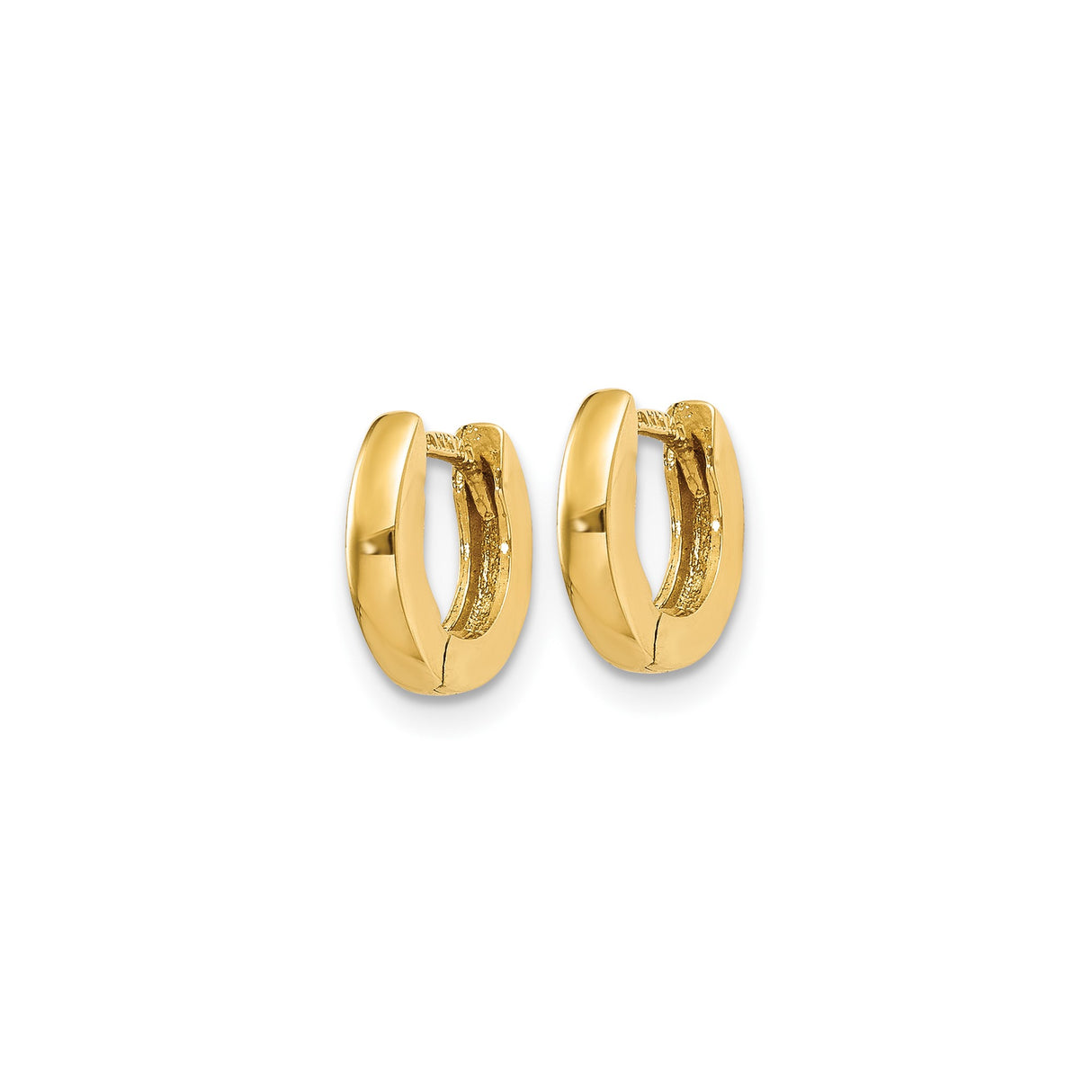 10k Yellow Gold Small Hoop Earrings, Polished Minimalist Design, Hinged Closure, Unisex