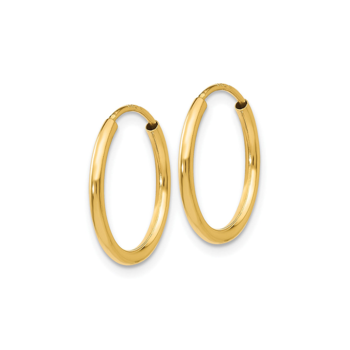 10k Yellow Gold Hoop Earrings, Classic Polished Endless Hoops, Lightweight Minimalist Design for Women