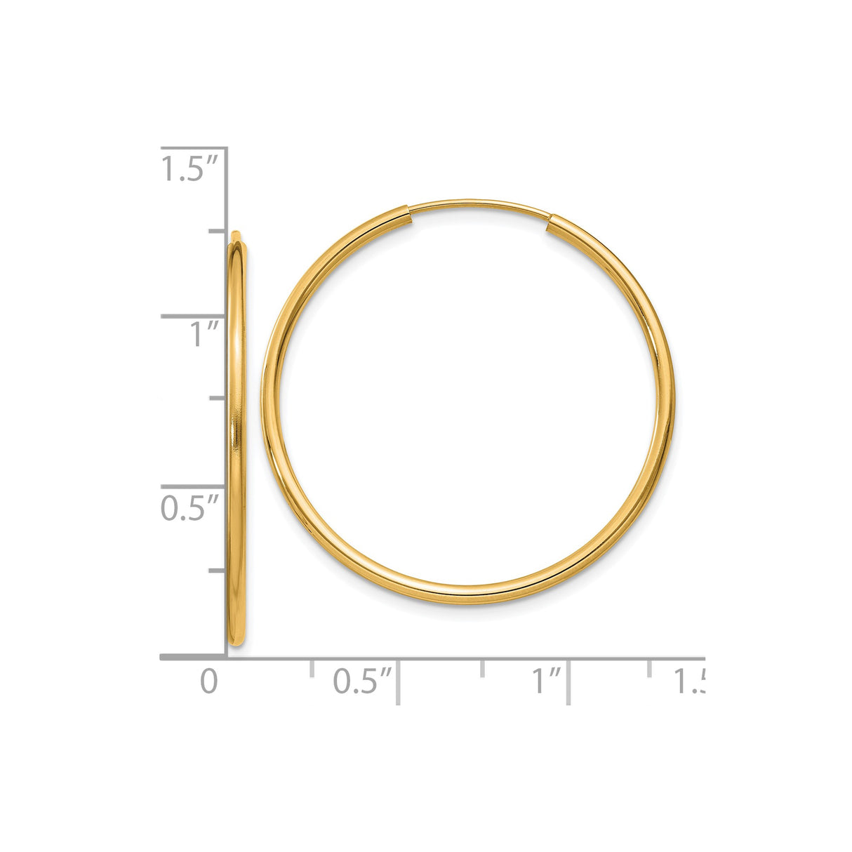 10k Yellow Gold Hoop Earrings, Classic Round Polished Finish, Lightweight Minimalist Style