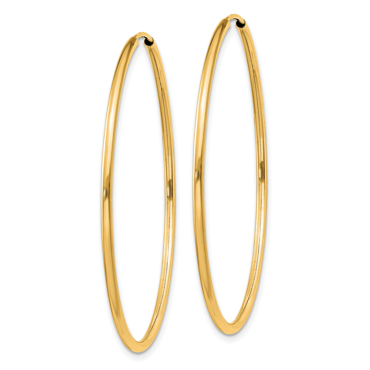 10k Yellow Gold Hoop Earrings, Large Round Polished Minimalist Design for Women