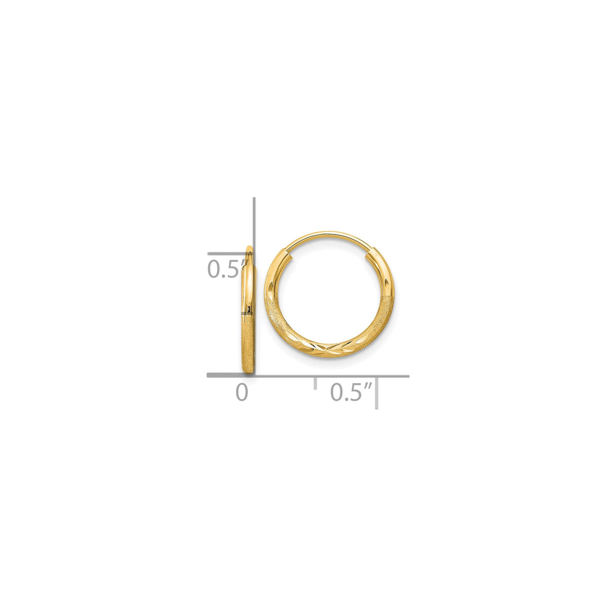 10k Yellow Gold Hoop Earrings with Diamond-Cut Leaf Pattern and Textured Finish