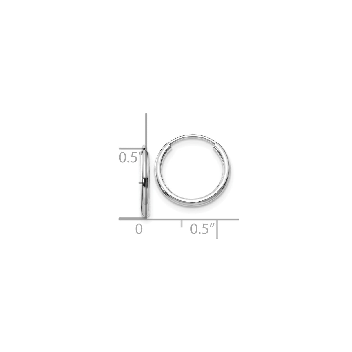 10k White Gold Hoop Earrings, Sleek Polished Minimalist Endless Style for Women and Men