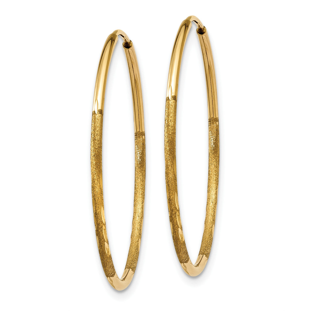 10k Yellow Gold Hoop Earrings, Polished and Textured Classic Round Hoops for Women