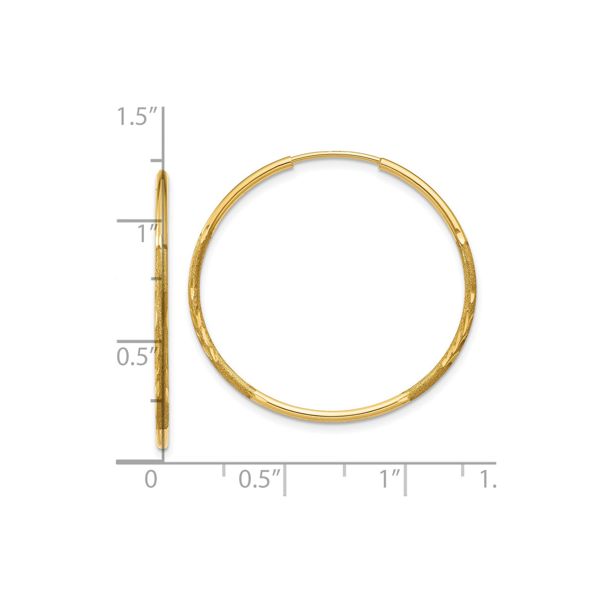 10k Yellow Gold Hoop Earrings, Polished and Textured Classic Round Hoops for Women