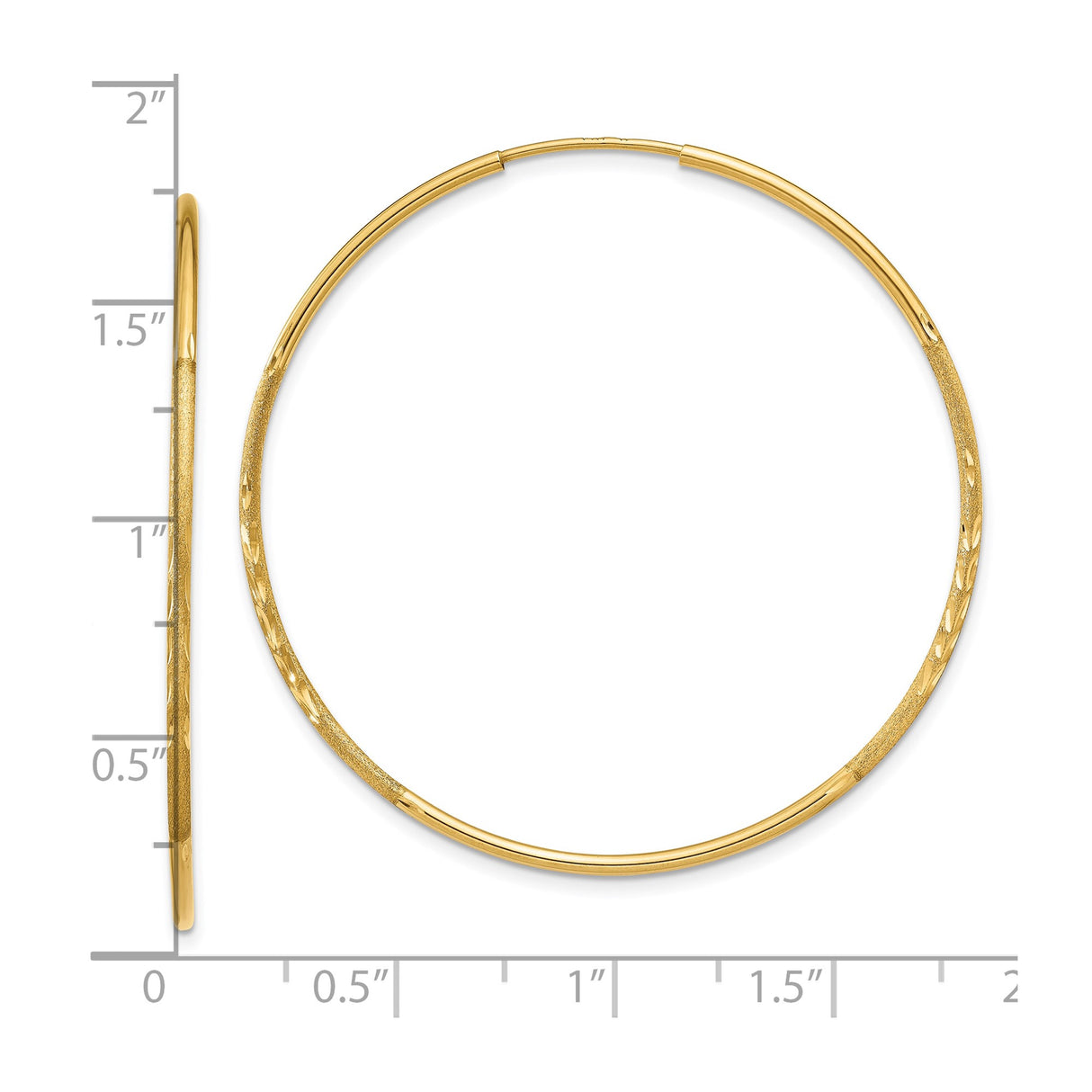 10k Yellow Gold Hoop Earrings, Large Textured and Polished Lightweight Design for Women