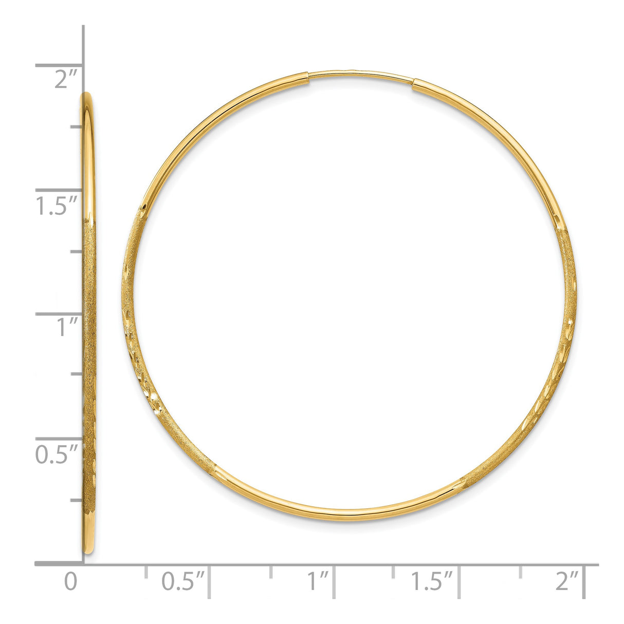 10k Yellow Gold Bangle Bracelet, Round Textured Design with Diamond-Cut Accents