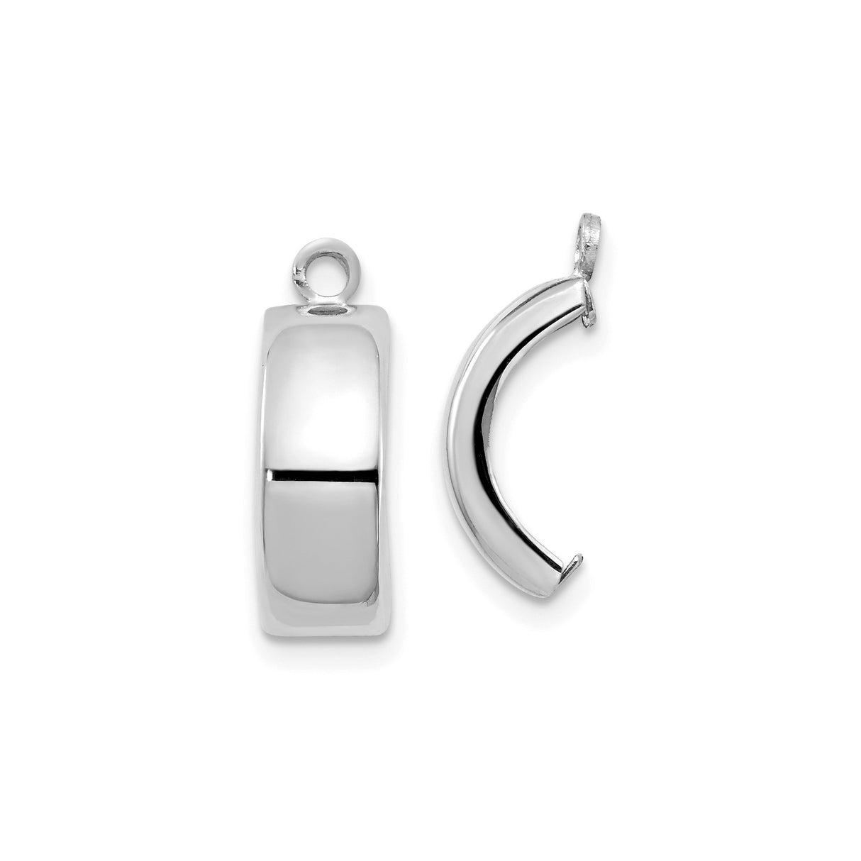 10k White Gold Pendant Bail, Plain Polished Minimalist Connector for Charm or Gemstone