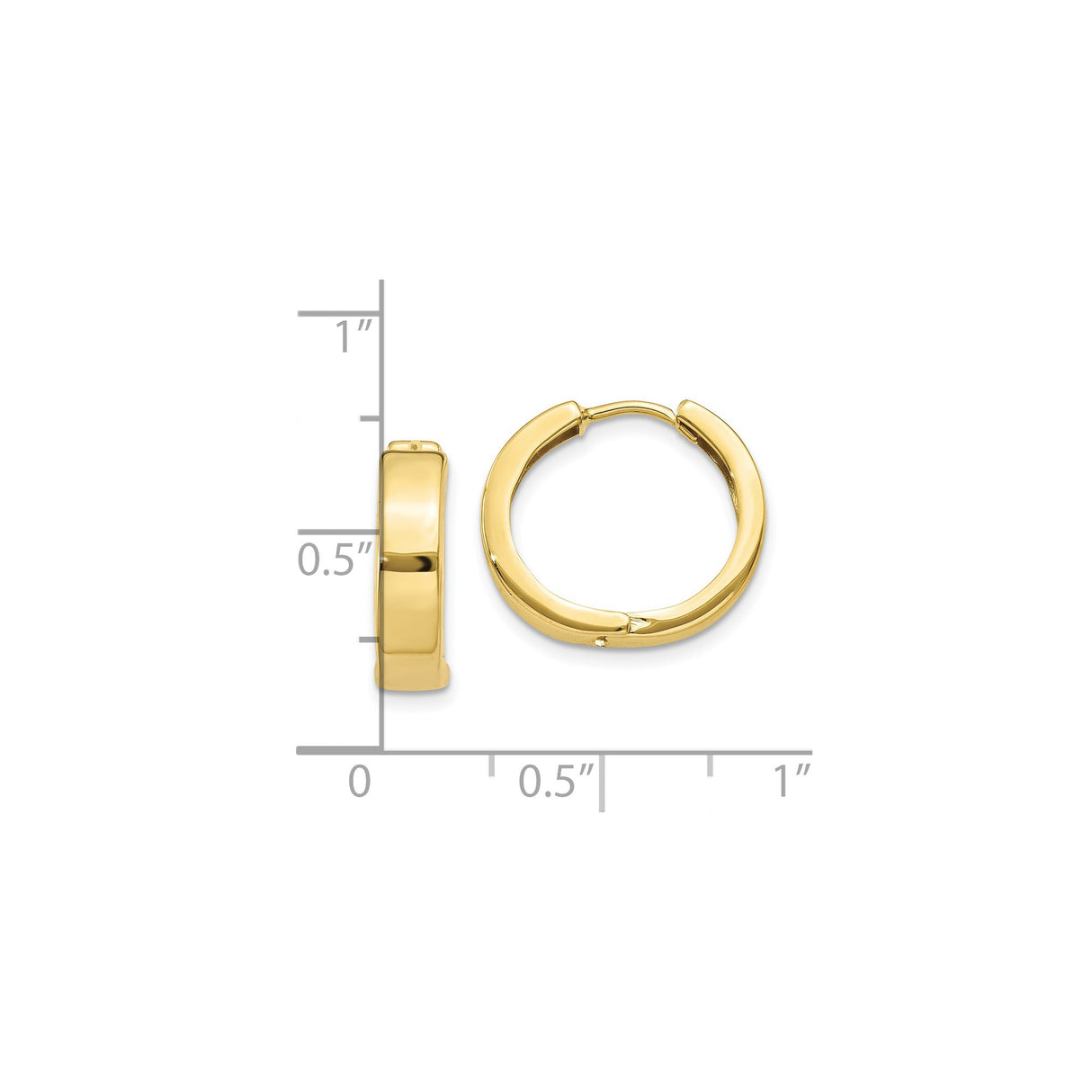 10k Yellow Gold Hoop Earrings, Polished Finish, Classic Minimalist Style for Women or Unisex Wear