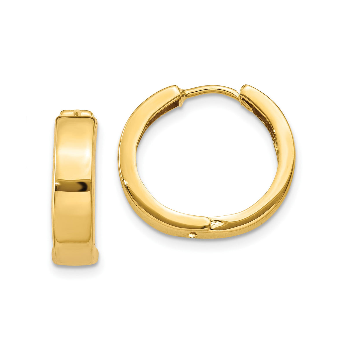 10k Yellow Gold Hoop Earrings, Polished Finish, Classic Minimalist Style for Women or Unisex Wear