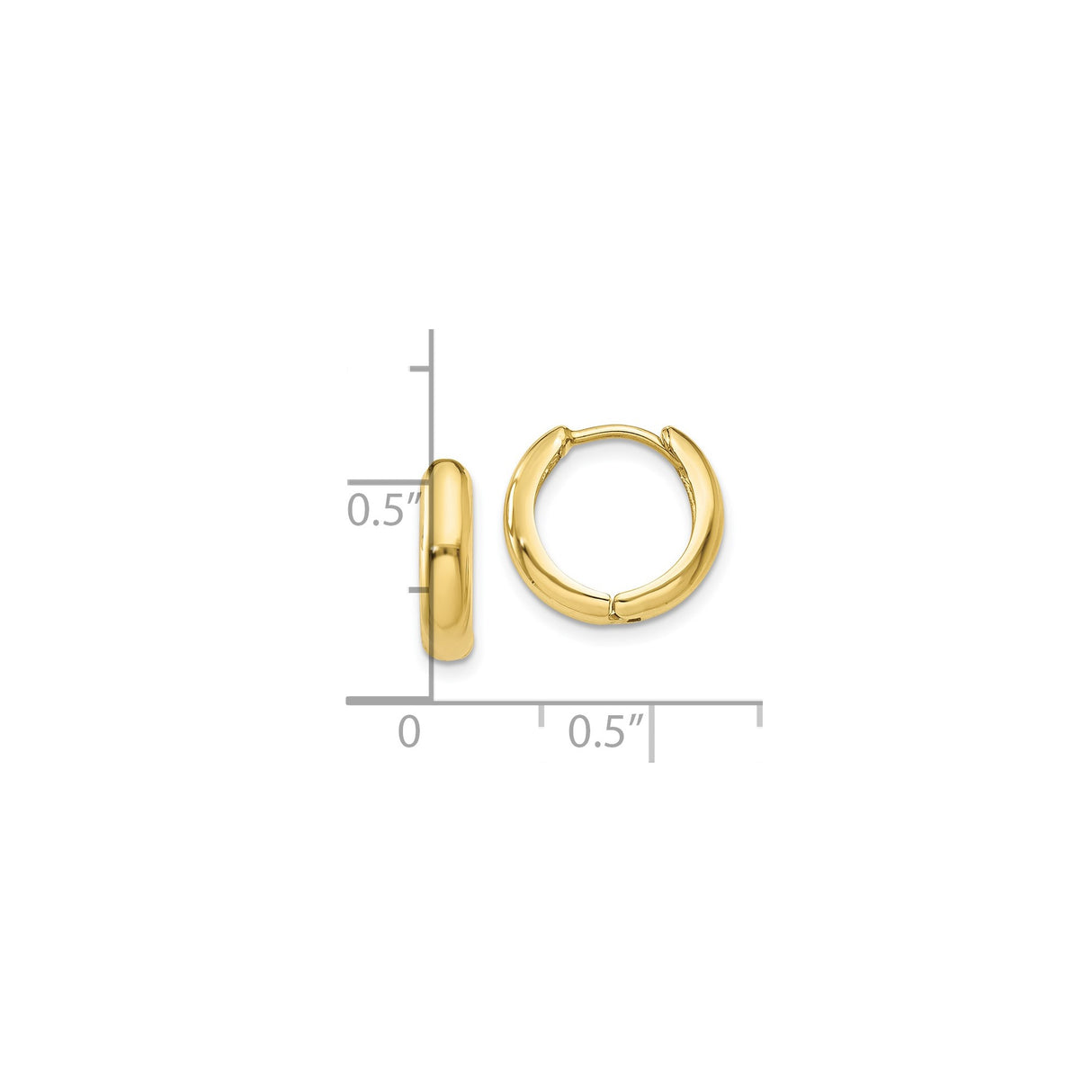 10k Yellow Gold Small Hoop Earrings, Polished Lightweight Huggie Style for Women