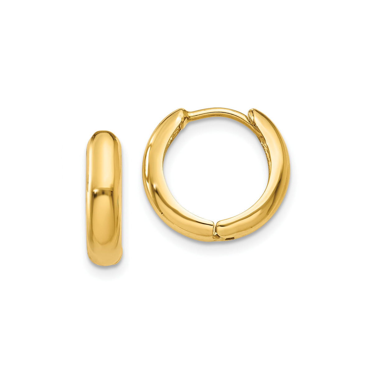10k Yellow Gold Small Hoop Earrings, Polished Lightweight Huggie Style for Women