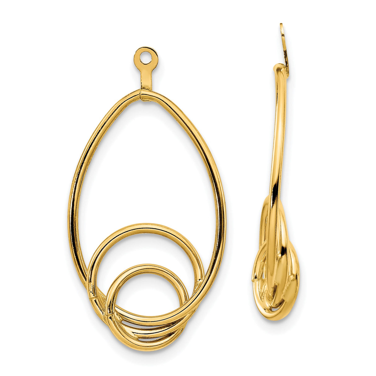 10k Yellow Gold Dangle Earrings with Open Teardrop Design and Layered Loops