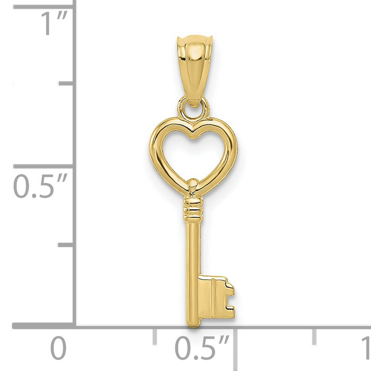 10k Yellow Gold Heart Key Pendant with Openwork Design, Romantic Charm for Women