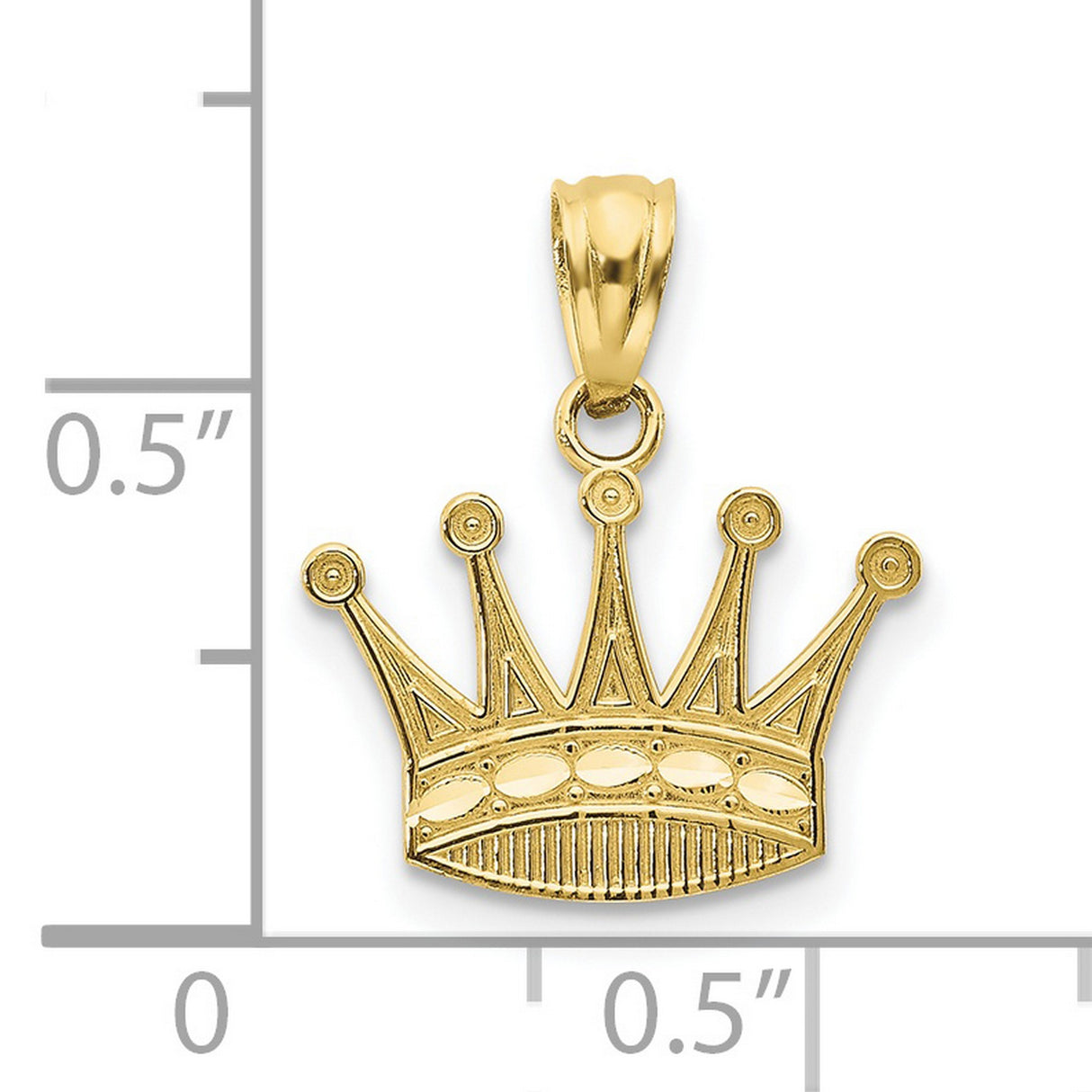10k Yellow Gold Crown Pendant Charm, Royal Design Symbol of Power and Confidence, Unisex Jewelry