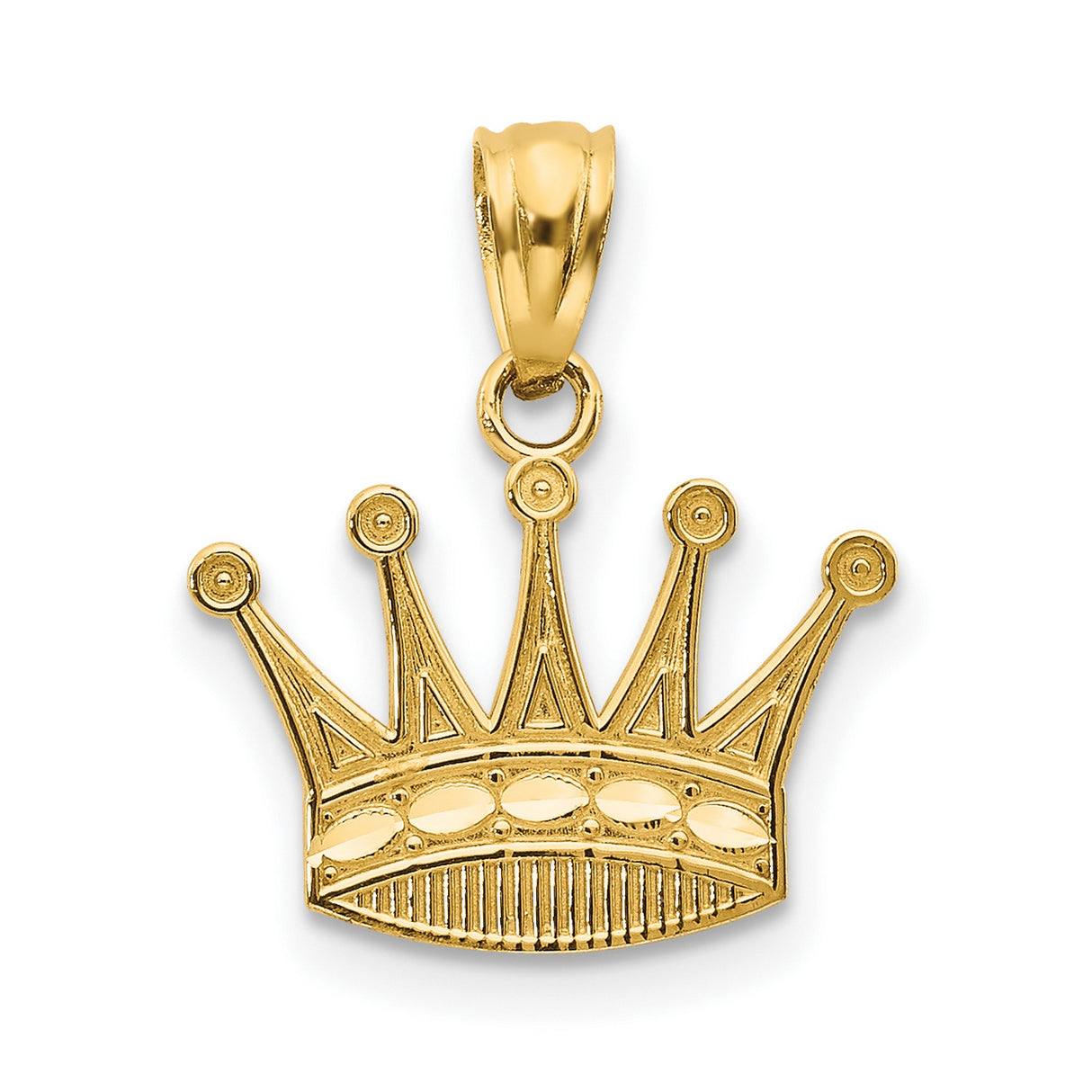 10k Yellow Gold Crown Pendant Charm, Royal Design Symbol of Power and Confidence, Unisex Jewelry