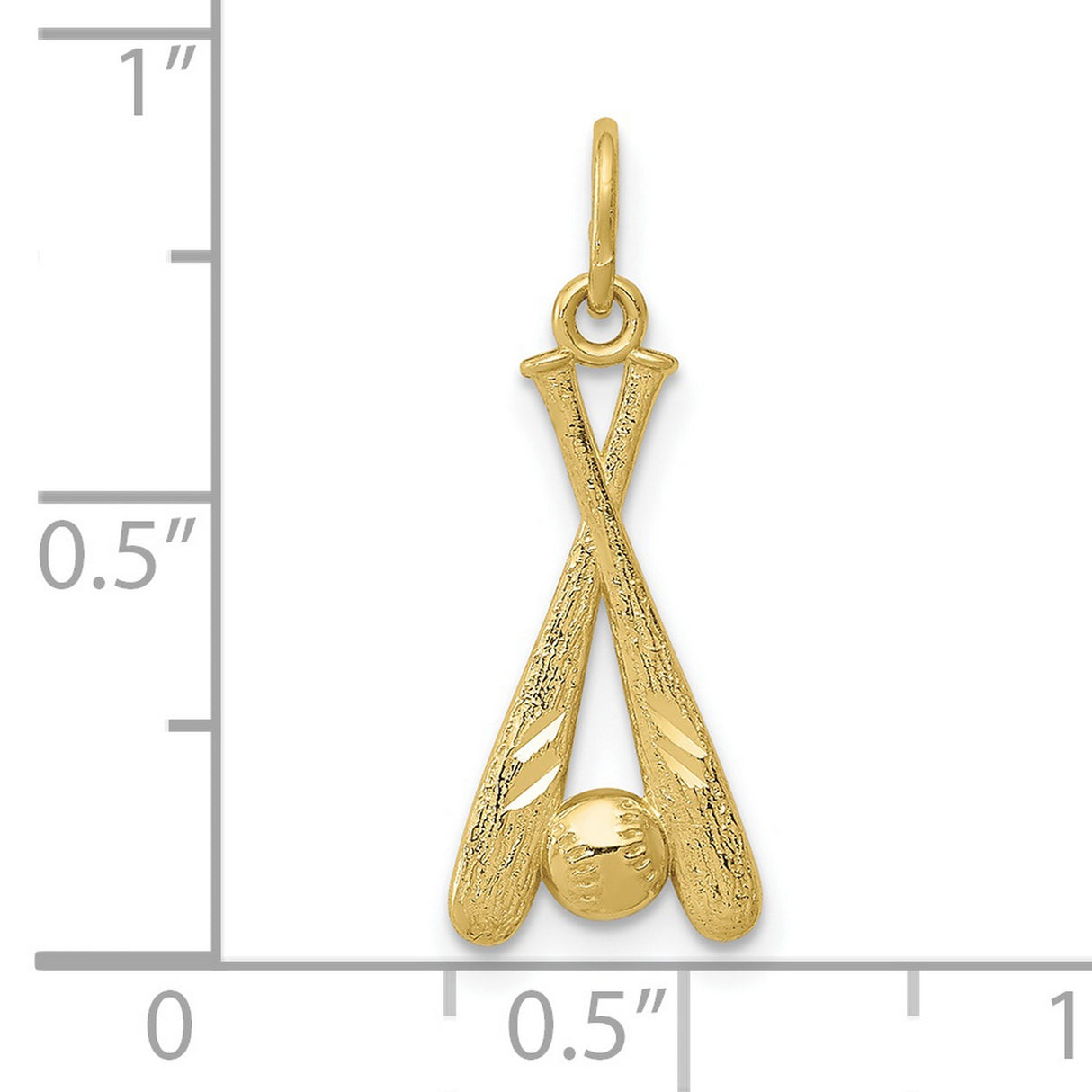 10k Yellow Gold Baseball Pendant with Crossed Bats and Ball, Unisex Sports Jewelry