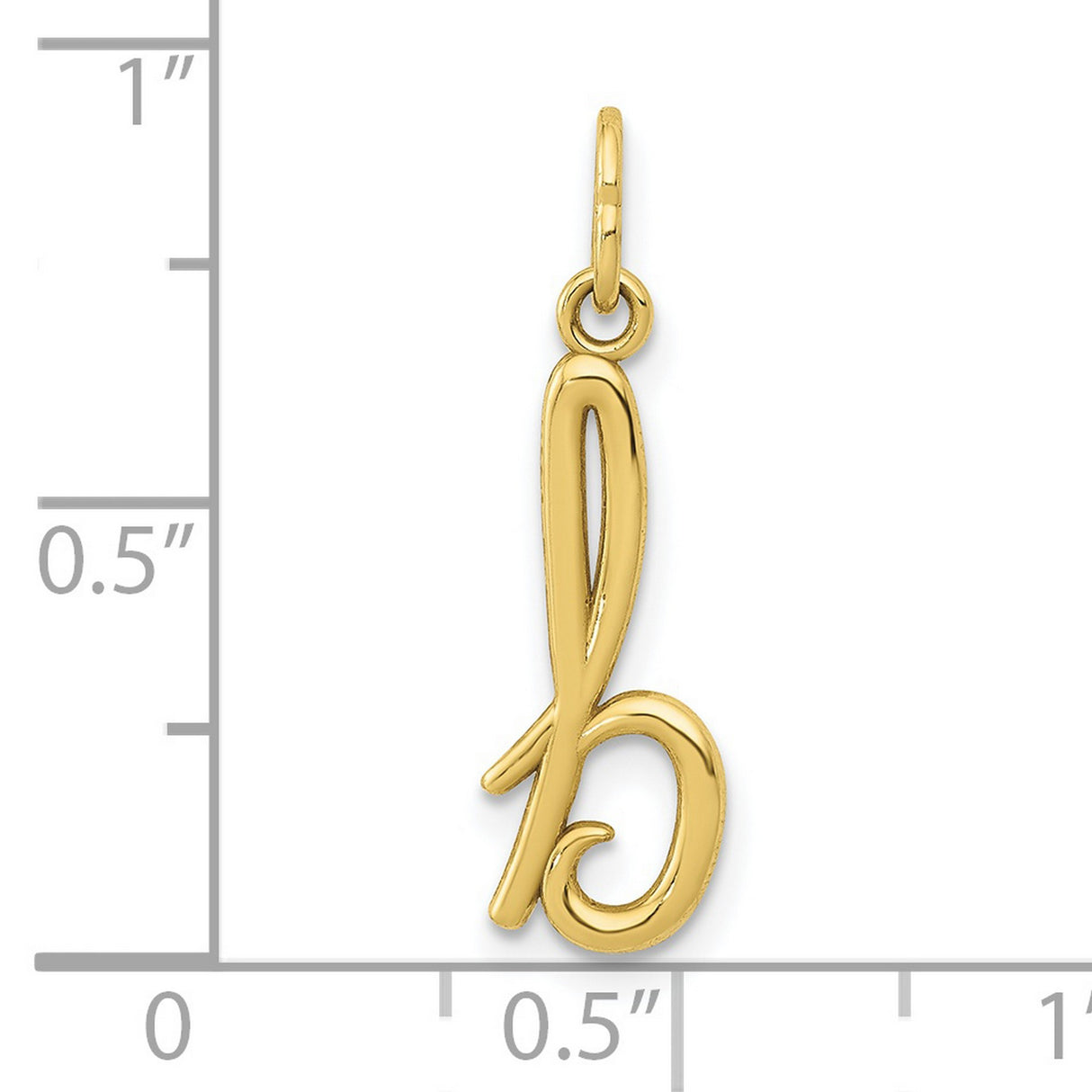 10k Yellow Gold Script Letter B Pendant, Polished Cursive Initial Charm for Women