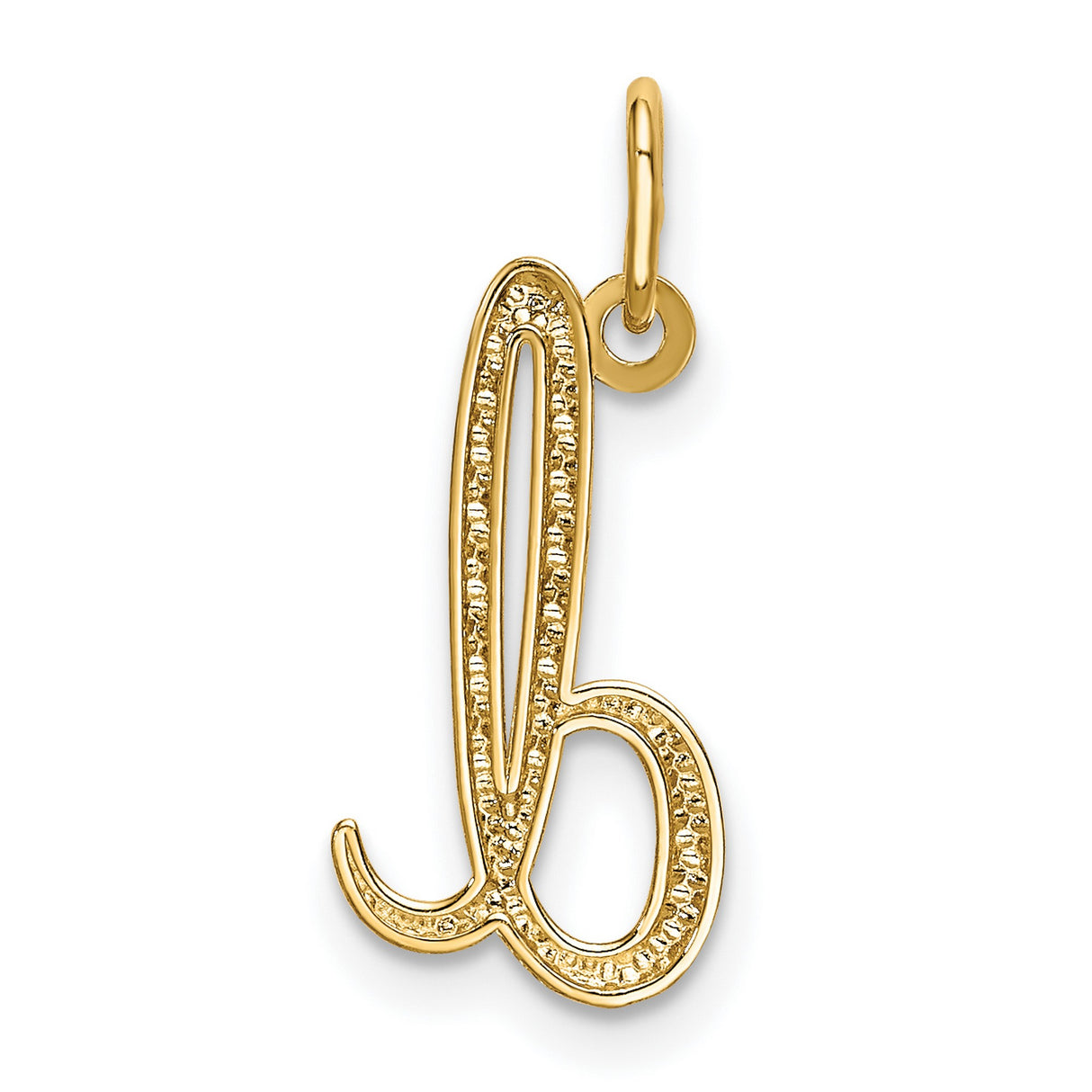 10k Yellow Gold Script L Pendant, Polished Cursive Initial Charm for Women