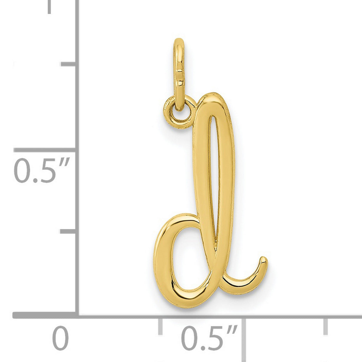 10k Yellow Gold Script L Pendant, Polished Cursive Initial Charm for Women