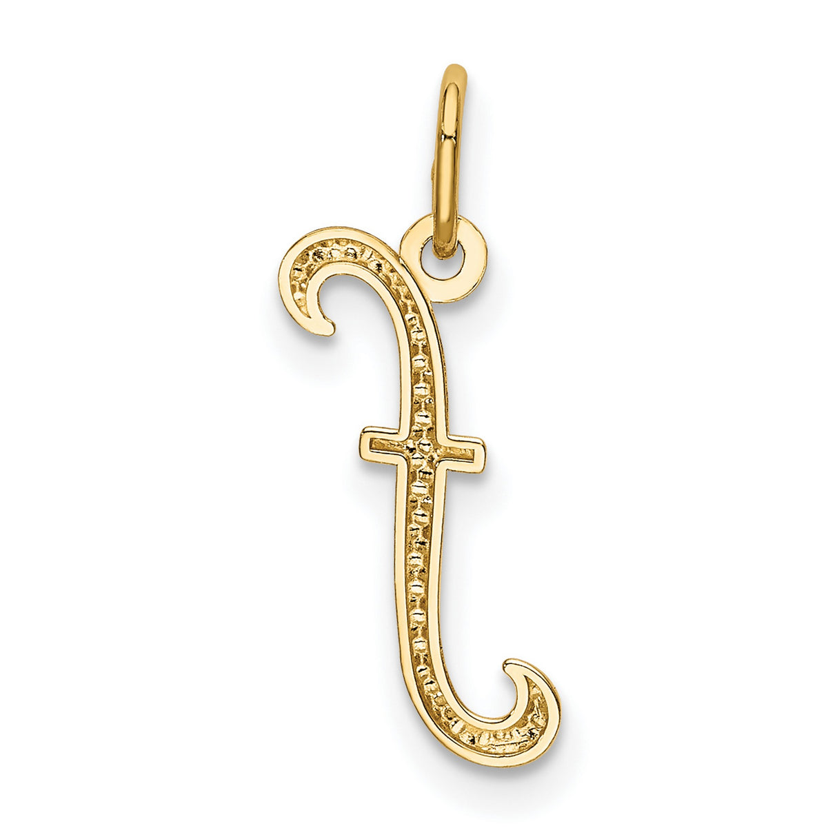 10k Yellow Gold F Initial Pendant, Lowercase Script Letter Charm for Women