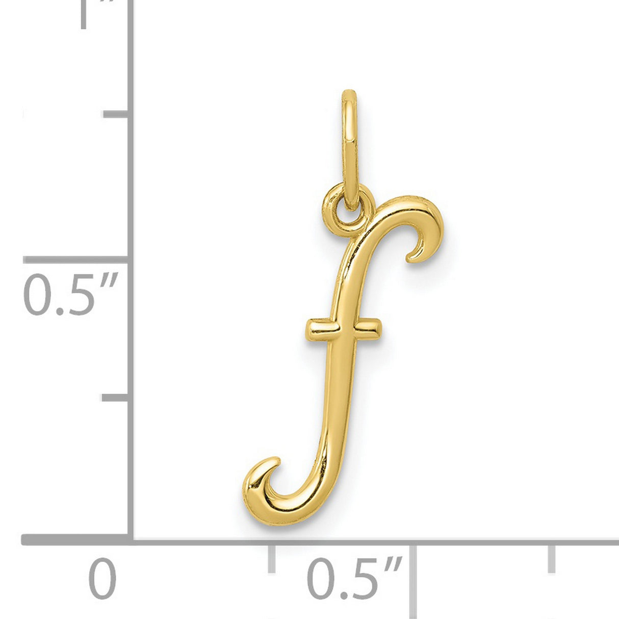 10k Yellow Gold F Initial Pendant, Lowercase Script Letter Charm for Women