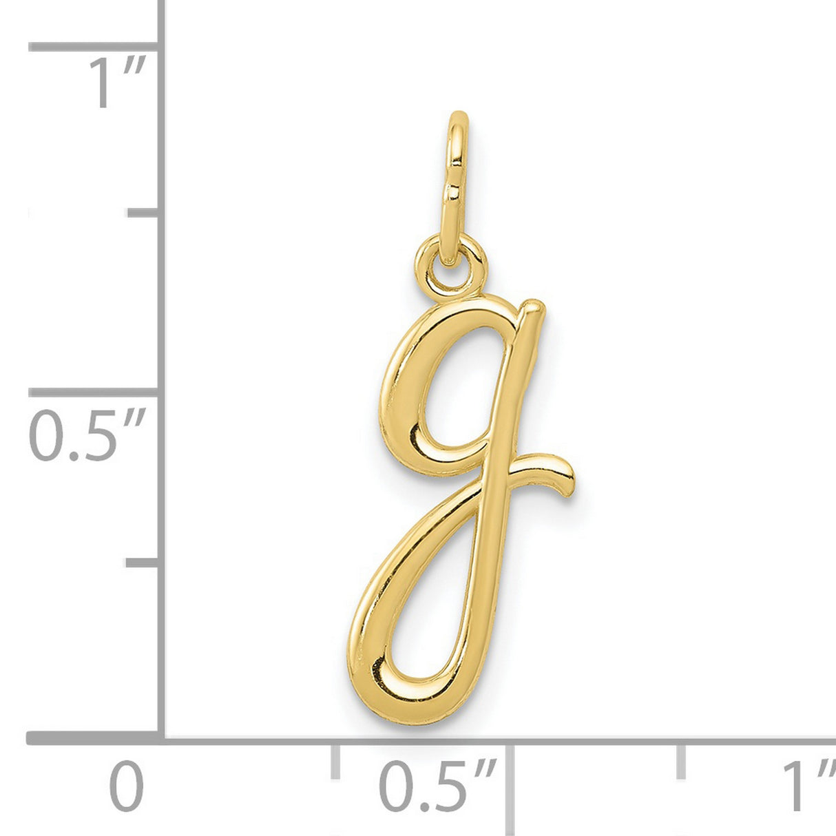10k Yellow Gold Letter G Pendant Charm, Script Cursive Alphabet Design for Women or Unisex Wear