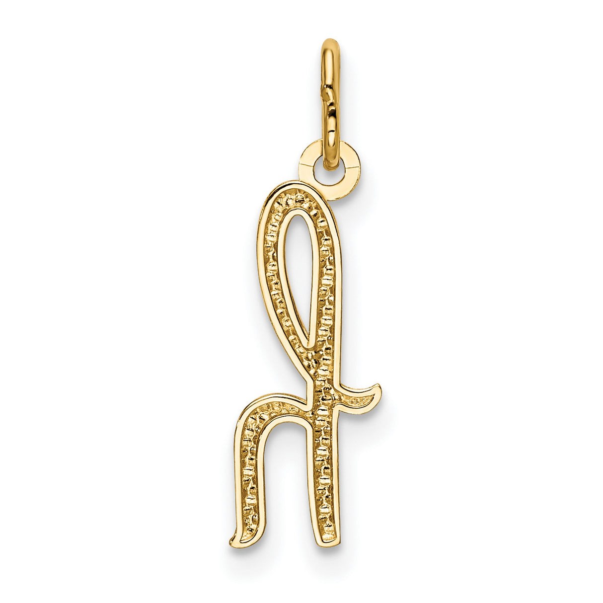 10k Yellow Gold Lowercase H Script Initial Pendant, Polished Letter Charm for Women