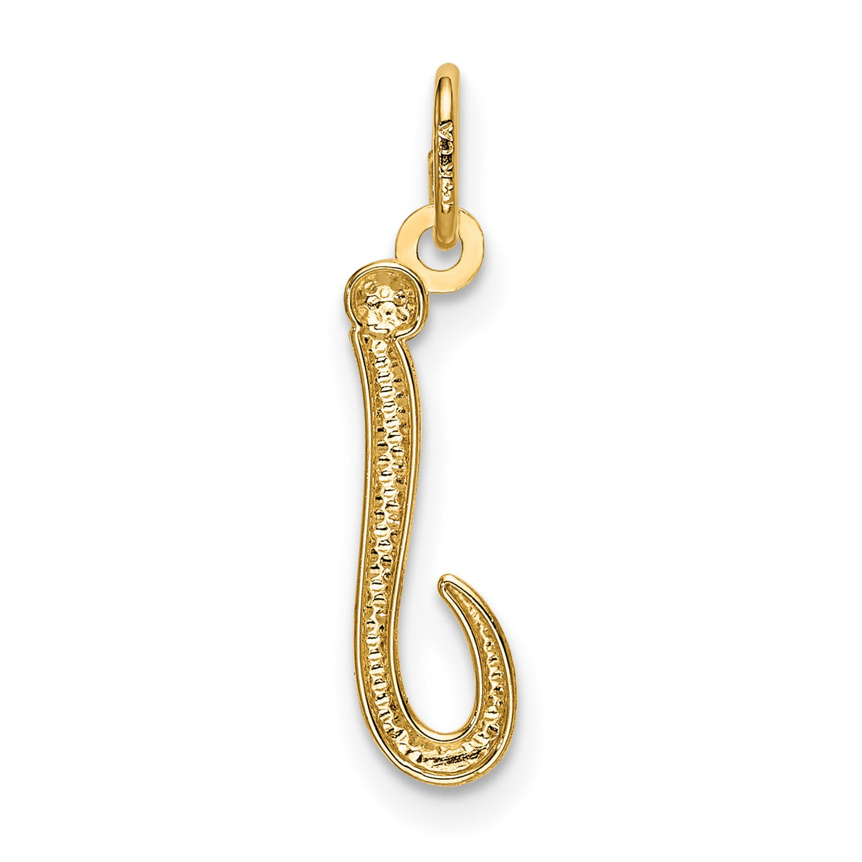 Letter j Initial Charm Pendant in Real 10k Yellow Gold
