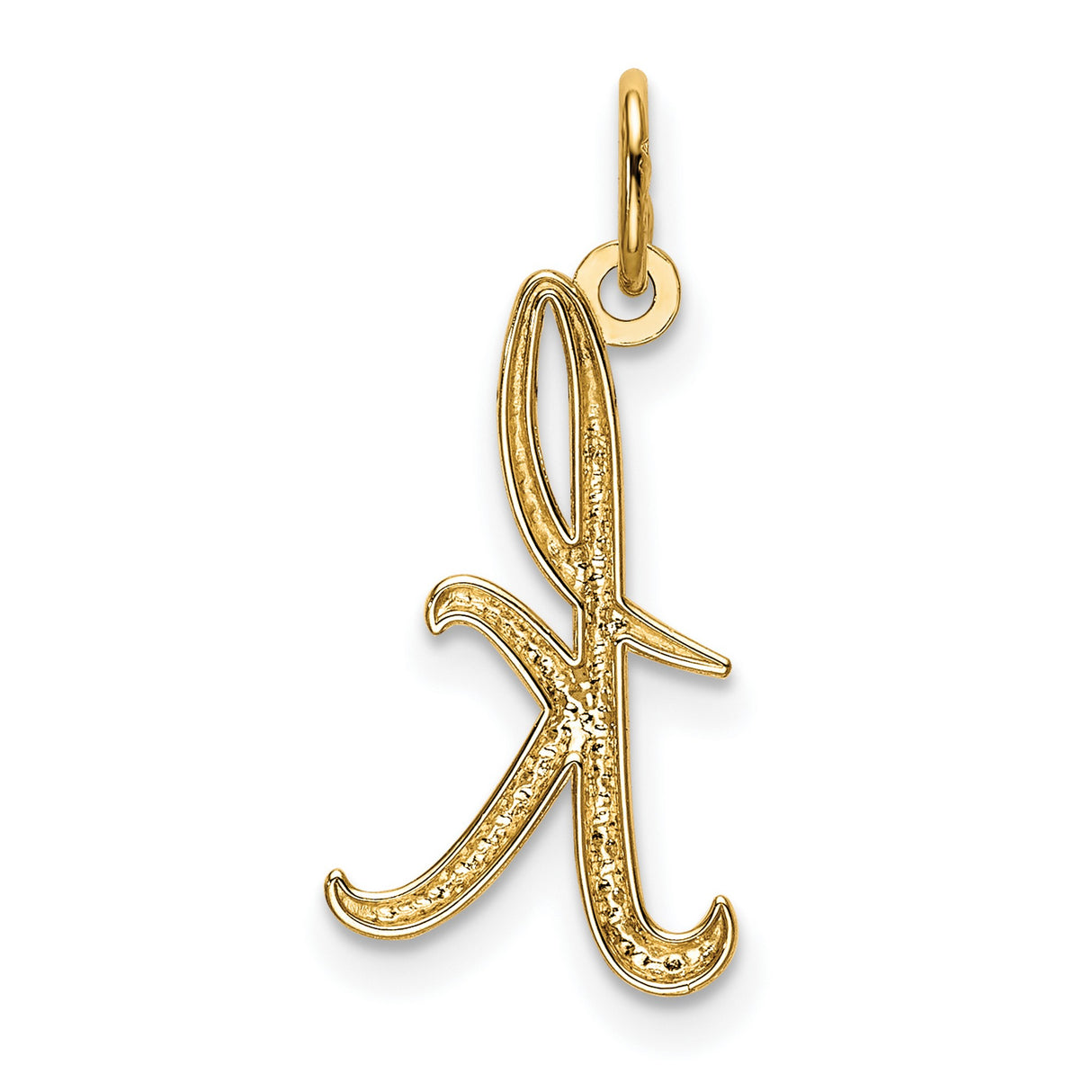 10k Yellow Gold Script Initial K Pendant, Cursive Letter Charm for Women