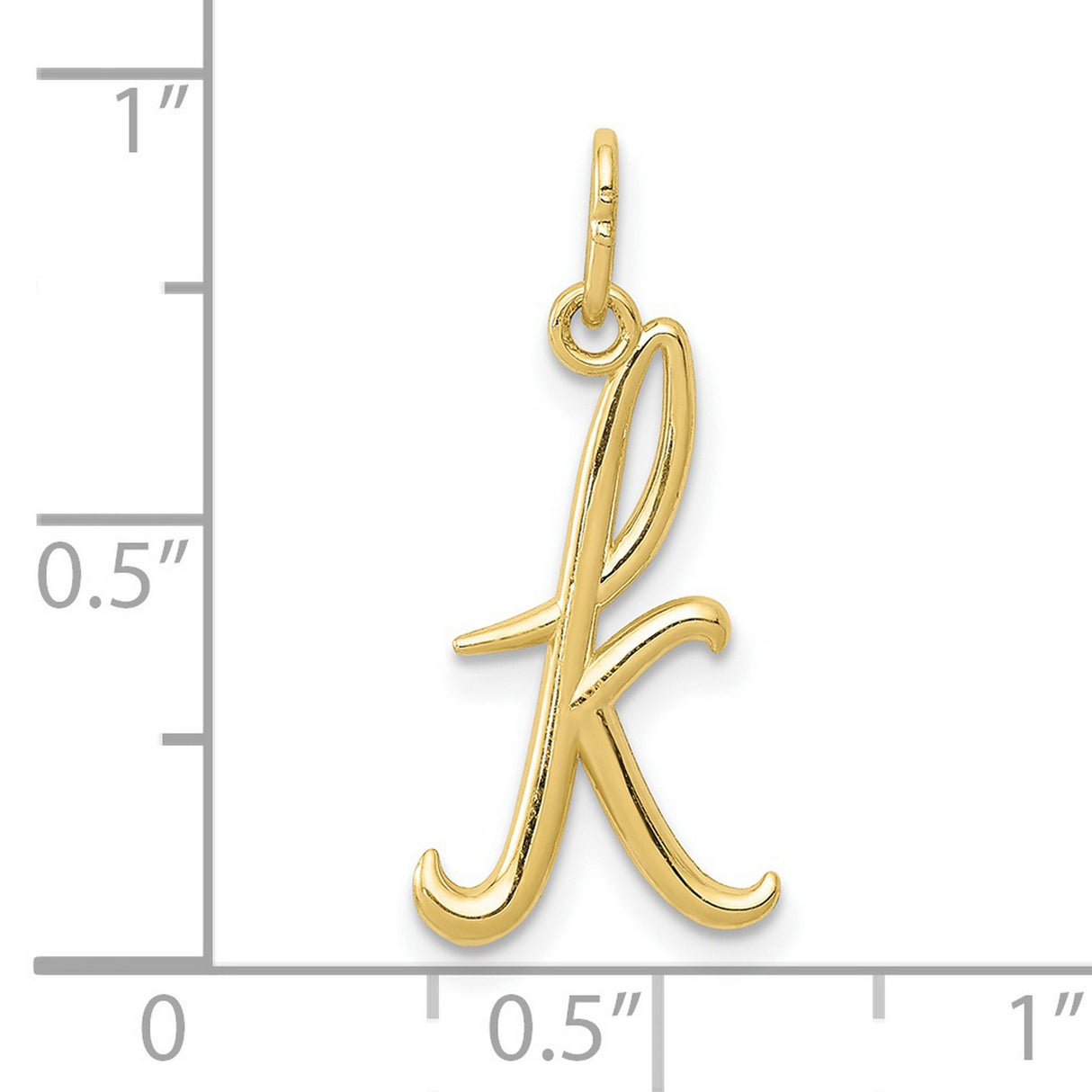 10k Yellow Gold Script Initial K Pendant, Cursive Letter Charm for Women