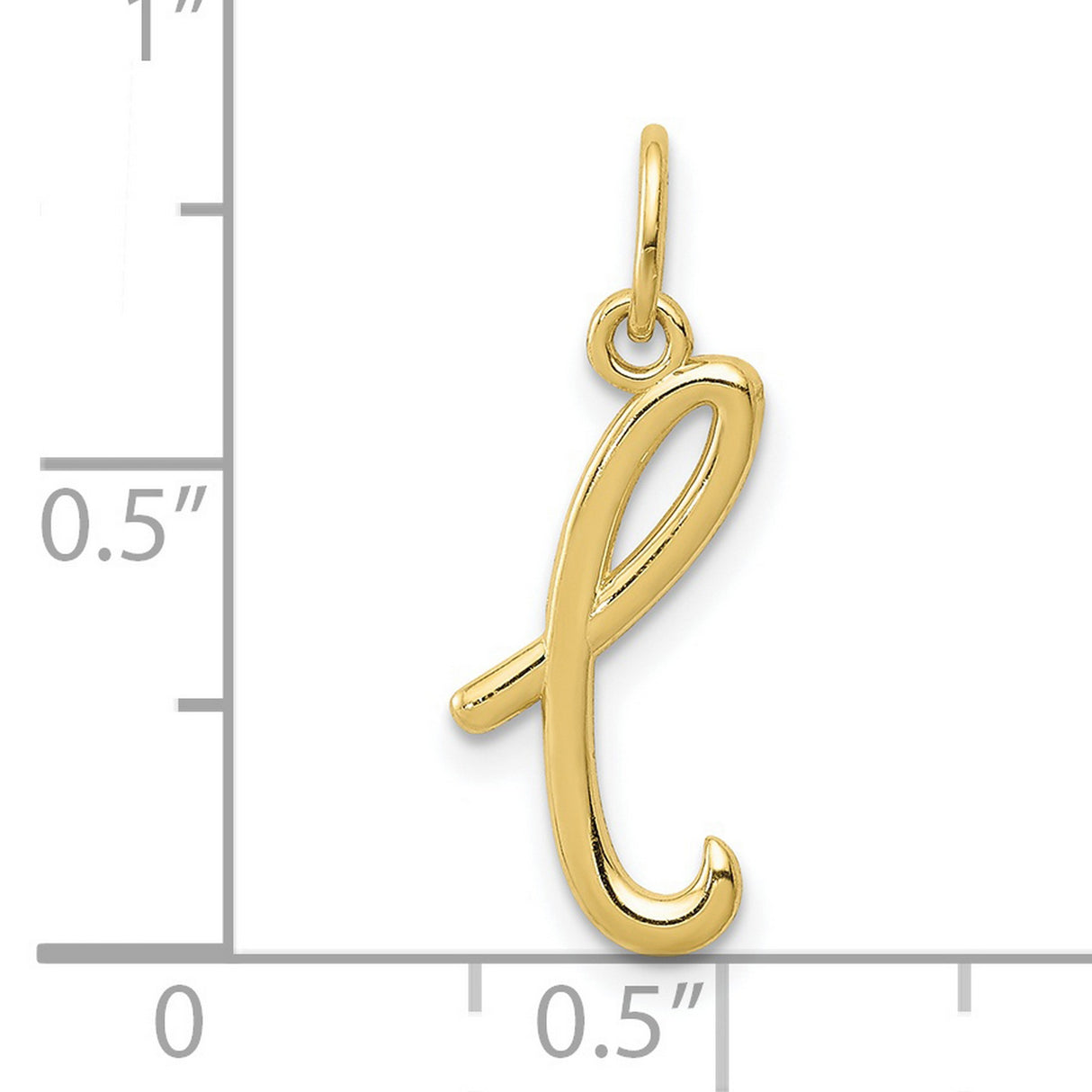 10k Yellow Gold Letter L Pendant, Polished Script Initial Charm for Women