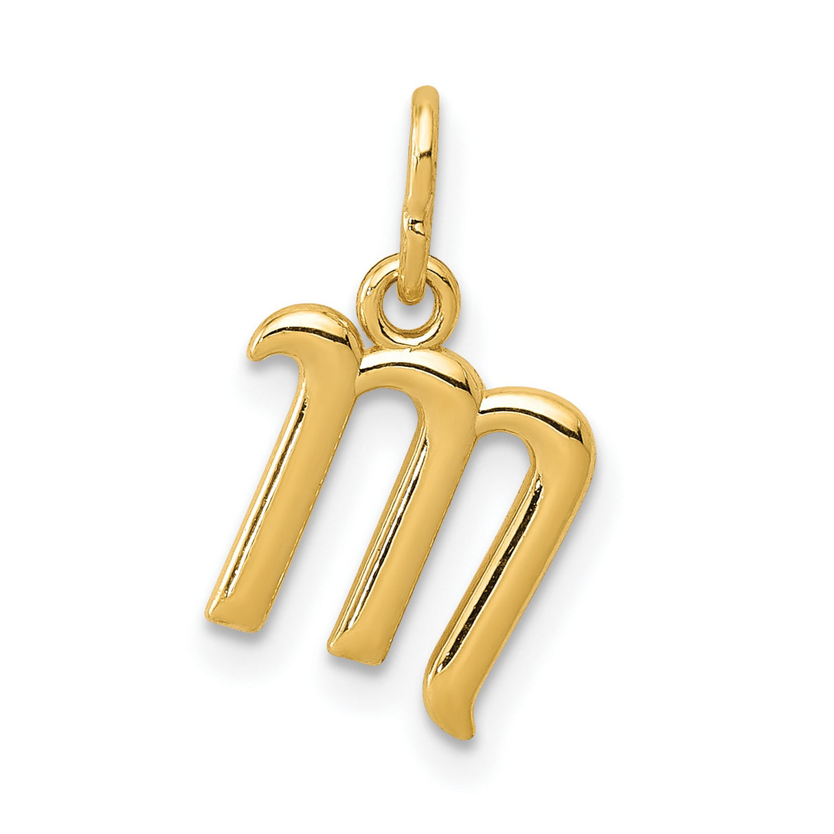 10k Yellow Gold Virgo Zodiac Pendant, M Symbol Charm, Astrology Horoscope Talisman for Women or Unisex