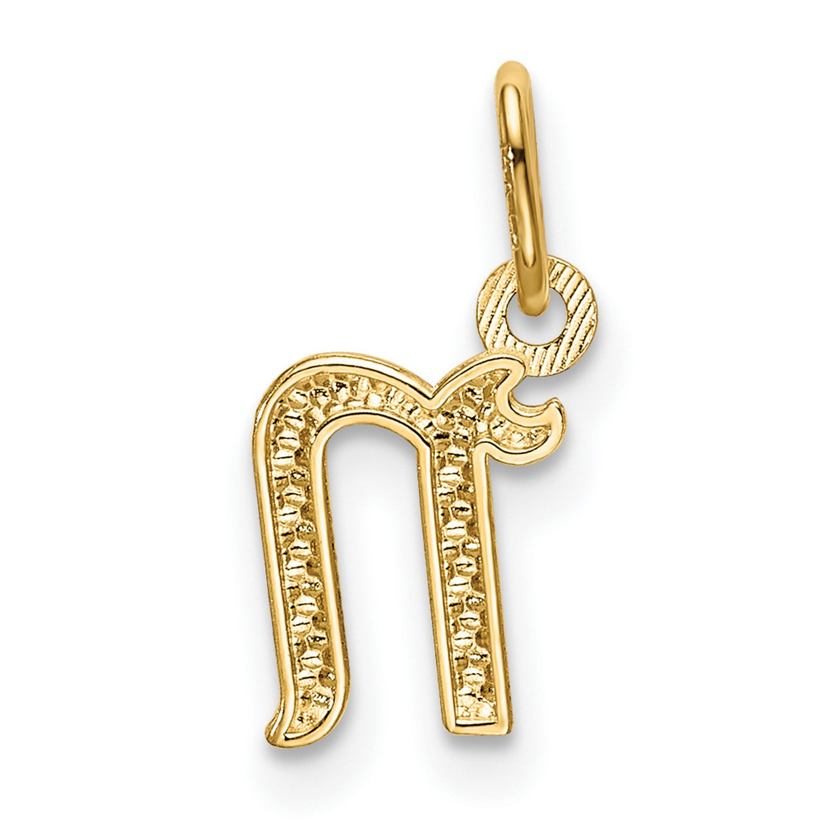 10k Yellow Gold Hebrew Mem Pendant, Jewish Faith Symbol Charm for Women or Unisex Wear