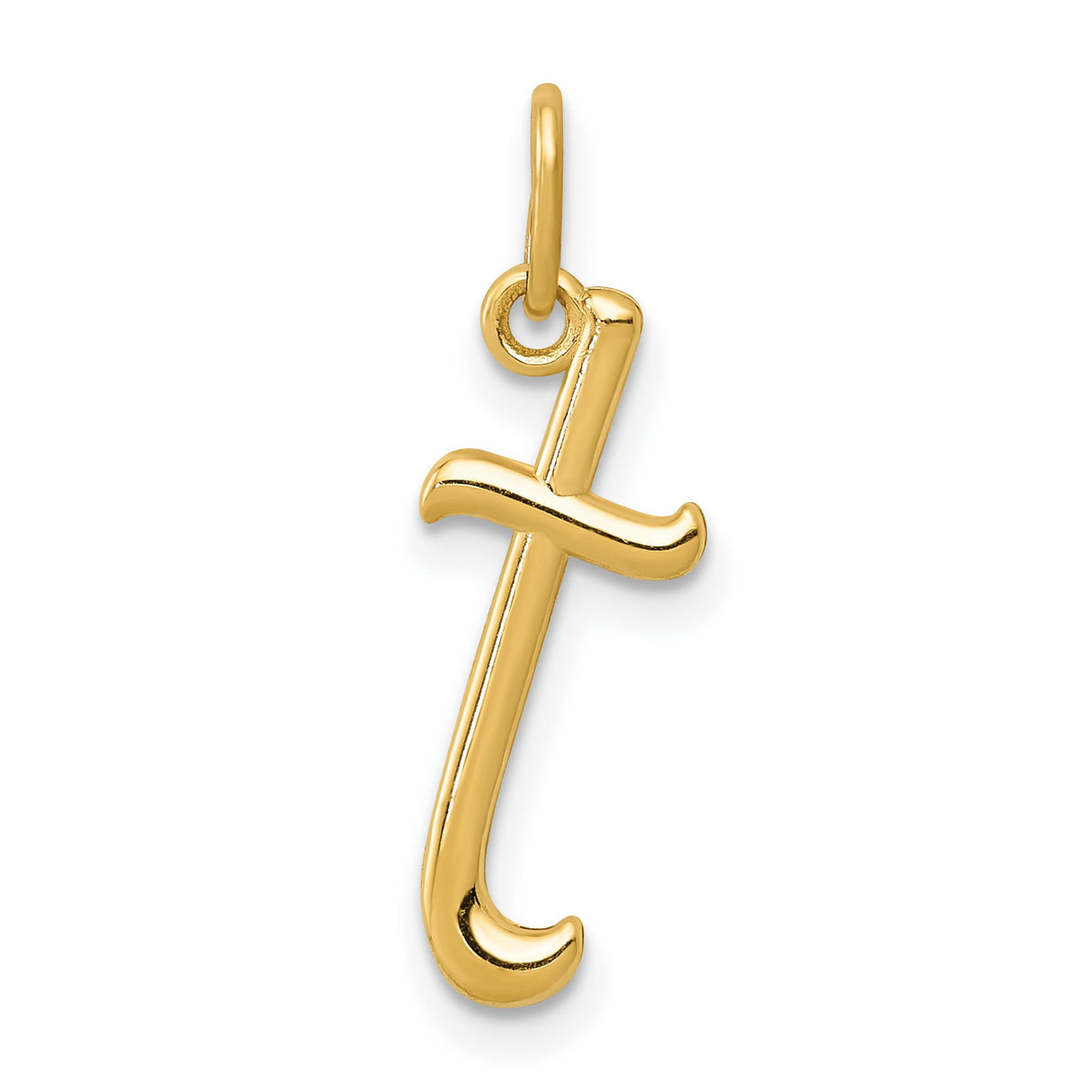 Letter t Initial Charm Pendant in Real 10k Yellow Gold