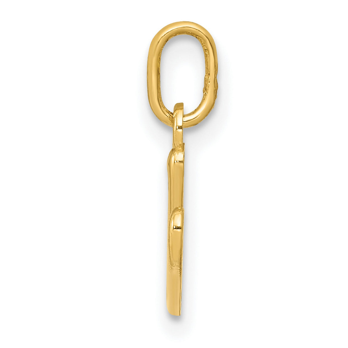 10k Yellow Gold Initial Pendant, Script Letter V Charm, Polished Monogram Jewelry