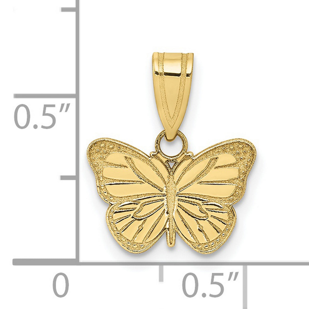 10k Yellow Gold Butterfly Pendant with Textured Wings and Laser Cut Design for Women