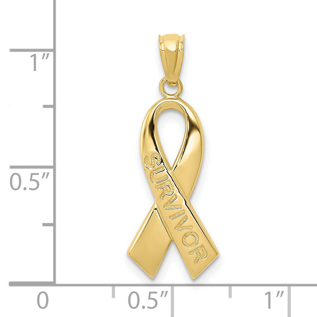 10k Yellow Gold Survivor Ribbon Pendant, Symbolic Awareness Jewelry for Strength and Hope