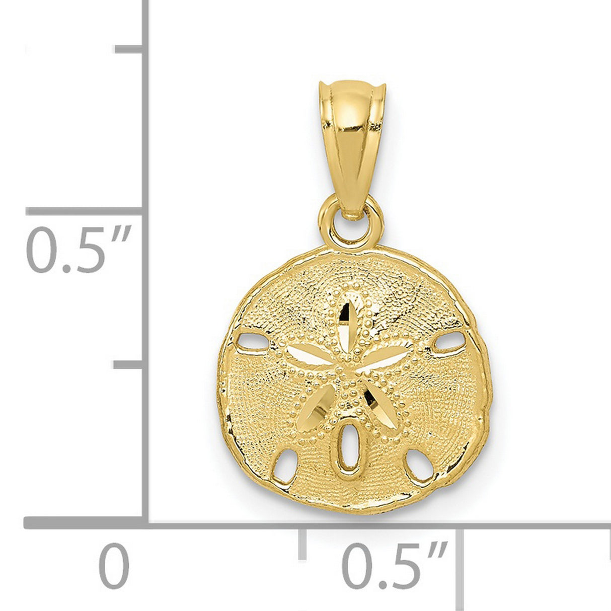 10k Yellow Gold Sand Dollar Pendant, Ocean Inspired Coastal Charm for Women