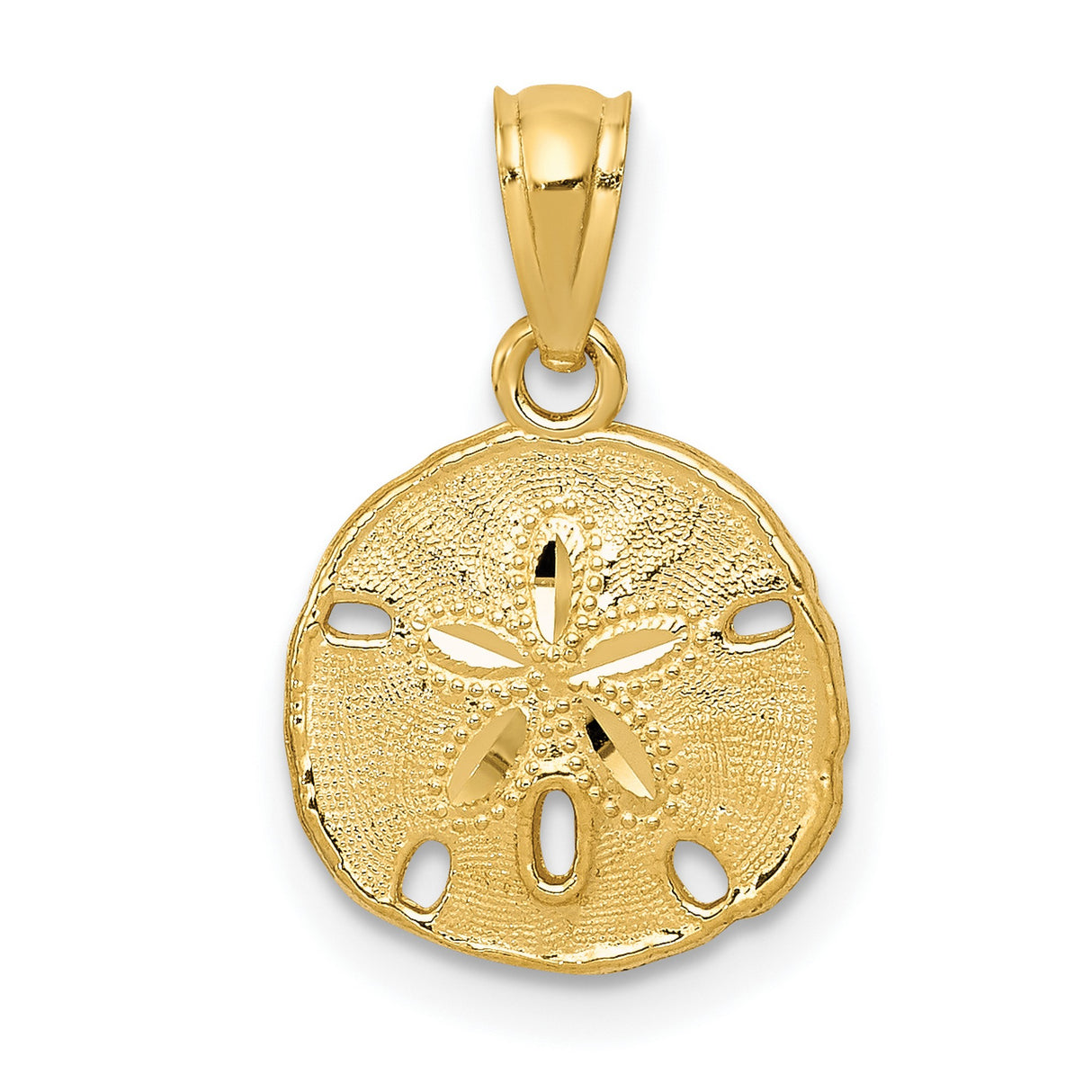 10k Yellow Gold Sand Dollar Pendant, Ocean Inspired Coastal Charm for Women