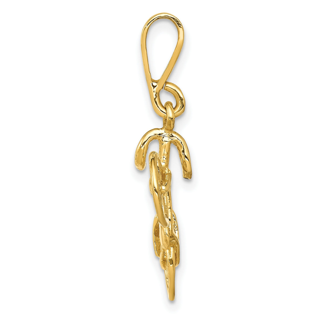 10k Yellow Gold Bicycle Pendant, Detailed Bike Design, Unisex Active Lifestyle Charm