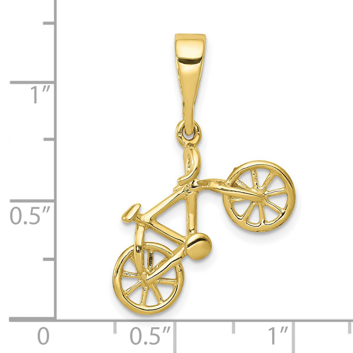 10k Yellow Gold Bicycle Pendant, Detailed Bike Design, Unisex Active Lifestyle Charm