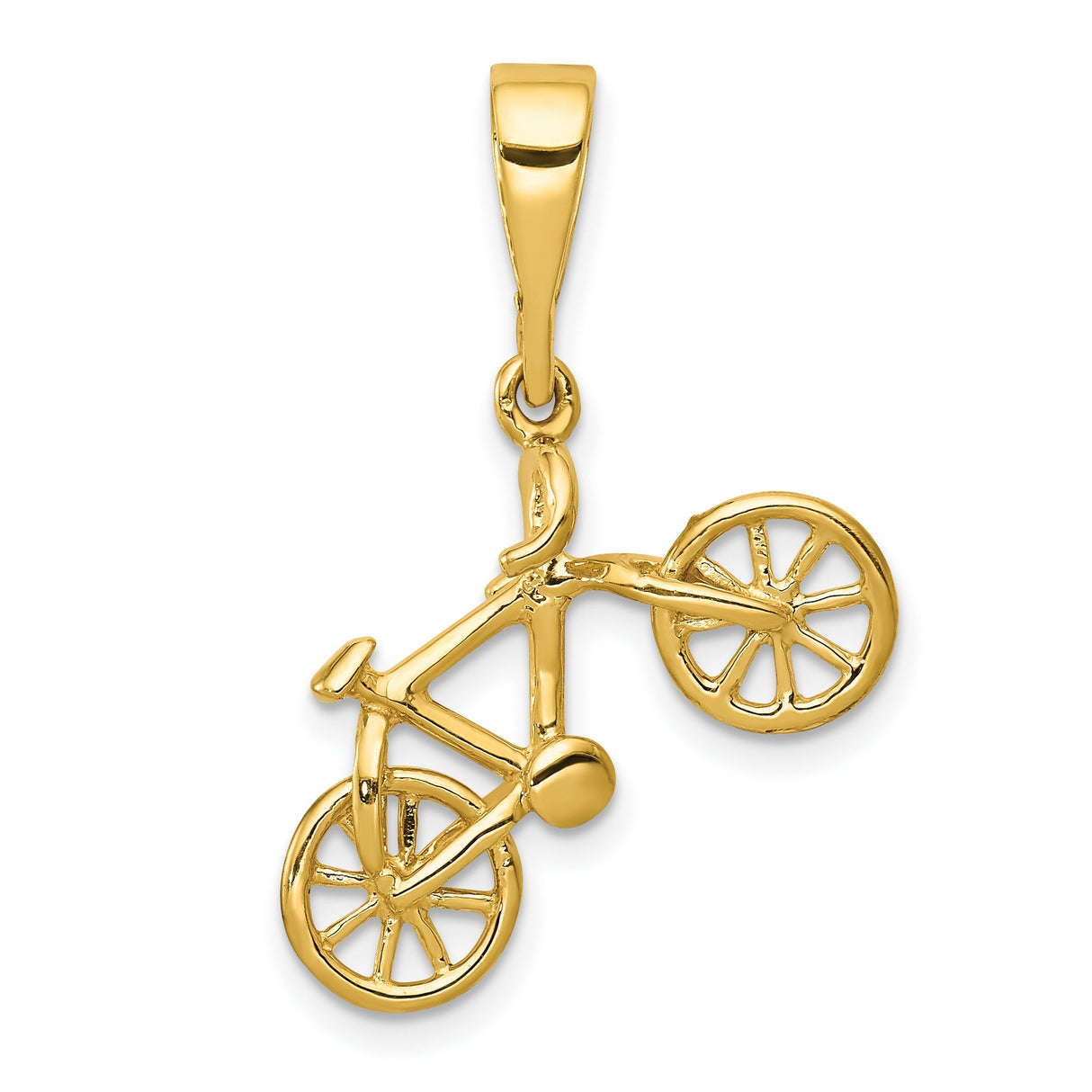 10k Yellow Gold Bicycle Pendant, Detailed Bike Design, Unisex Active Lifestyle Charm