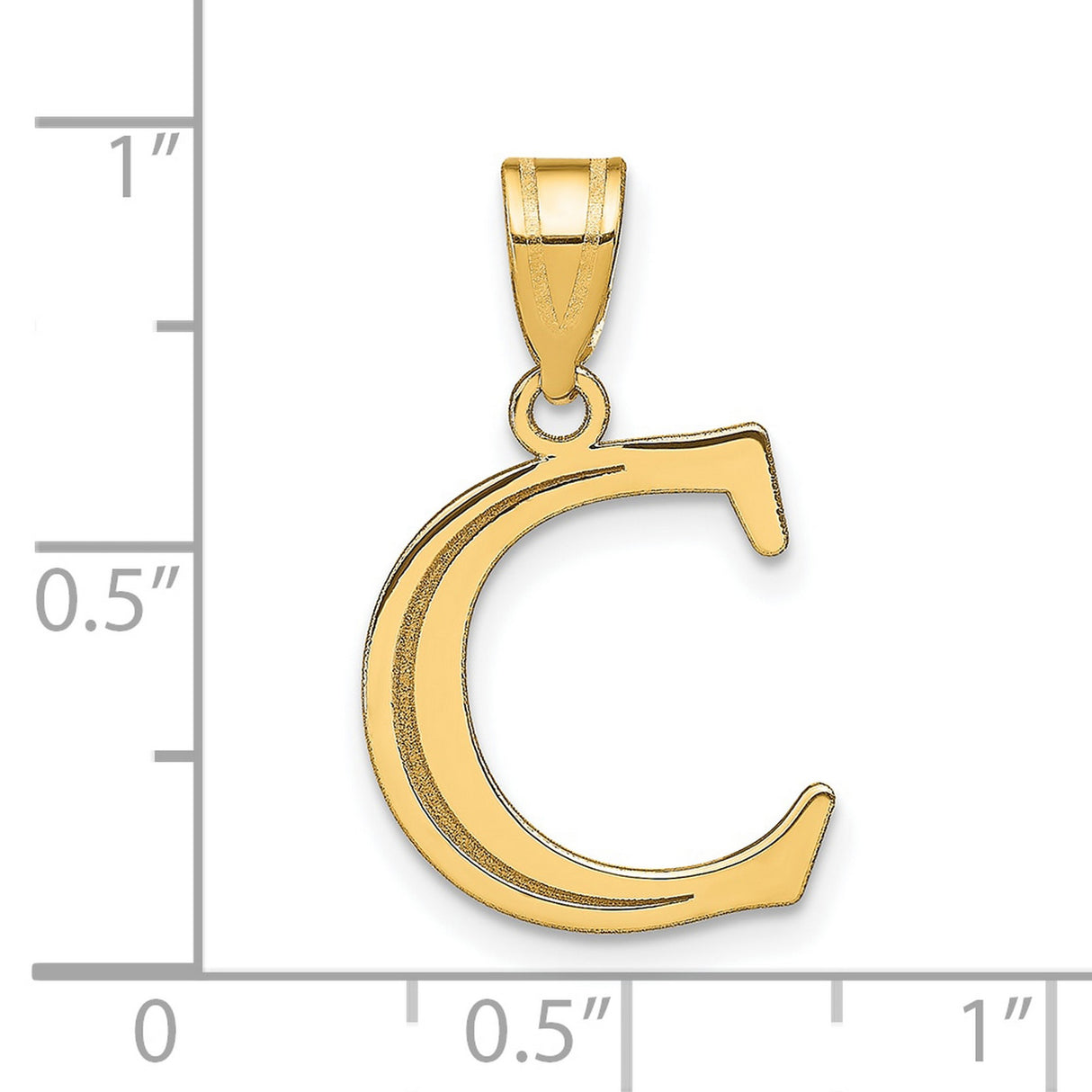 Polished Etched Letter C Initial Charm Pendant in Real 10k Yellow Gold
