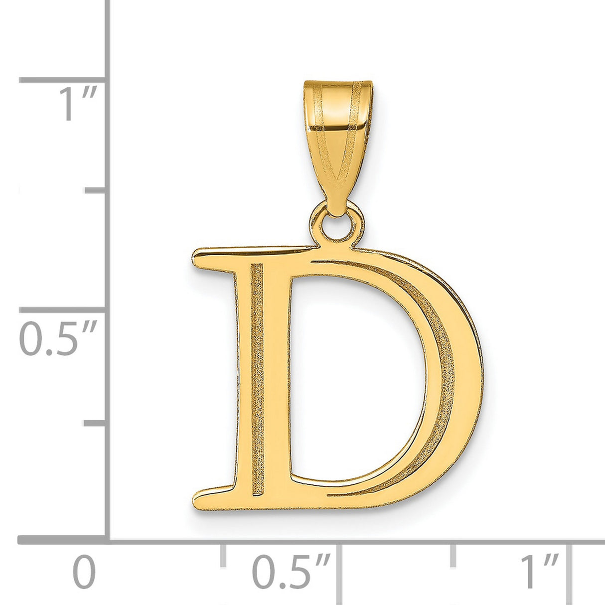 Polished Etched Letter D Initial Charm Pendant in Real 10k Yellow Gold
