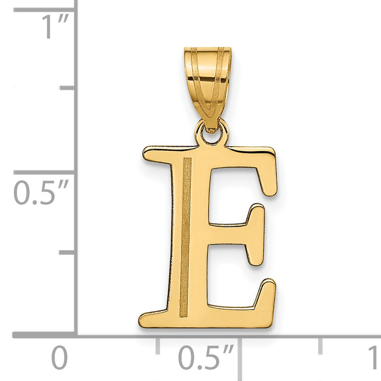 Polished Etched Letter E Initial Charm Pendant in Real 10k Yellow Gold