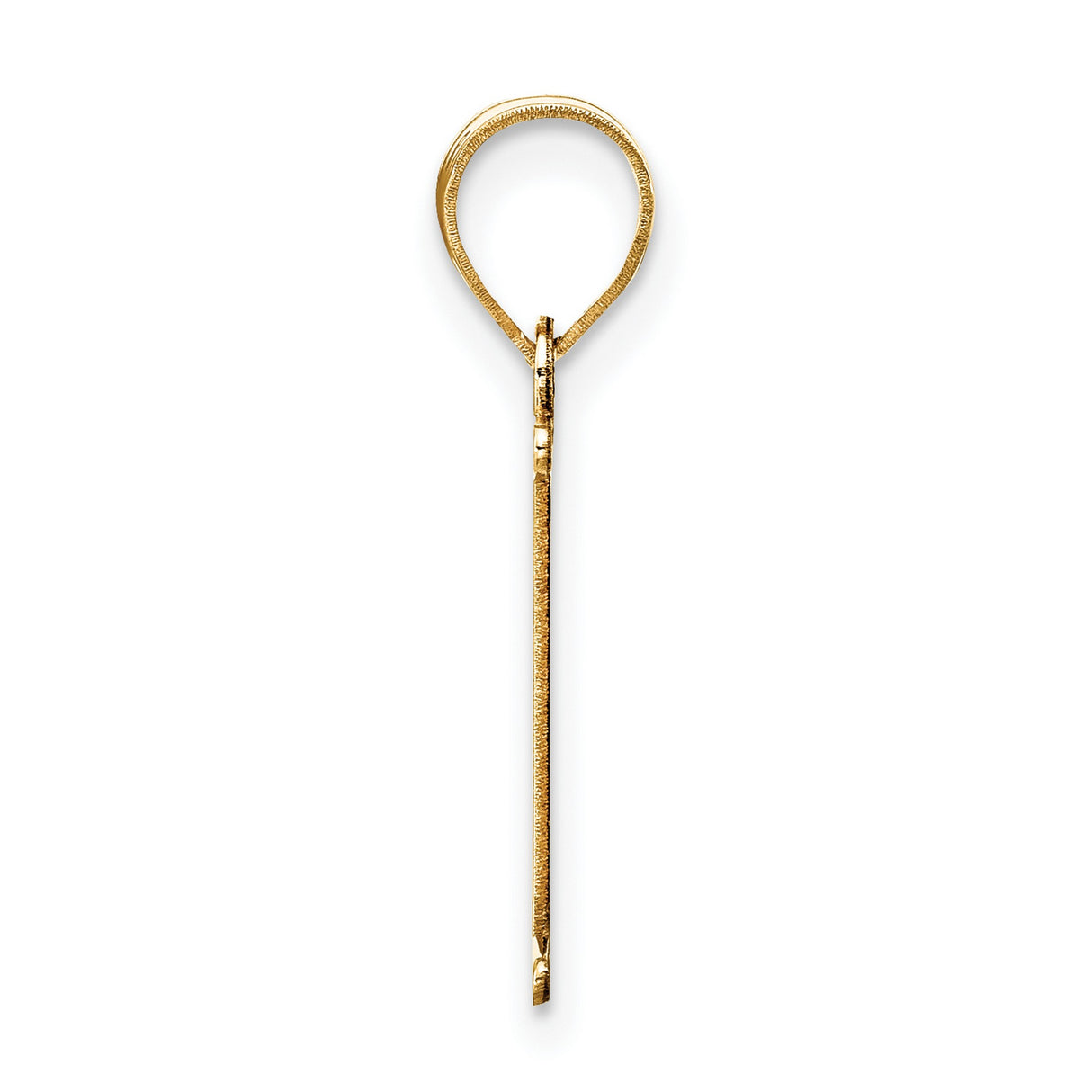 Polished Etched Letter I Initial Charm Pendant in Real 10k Yellow Gold